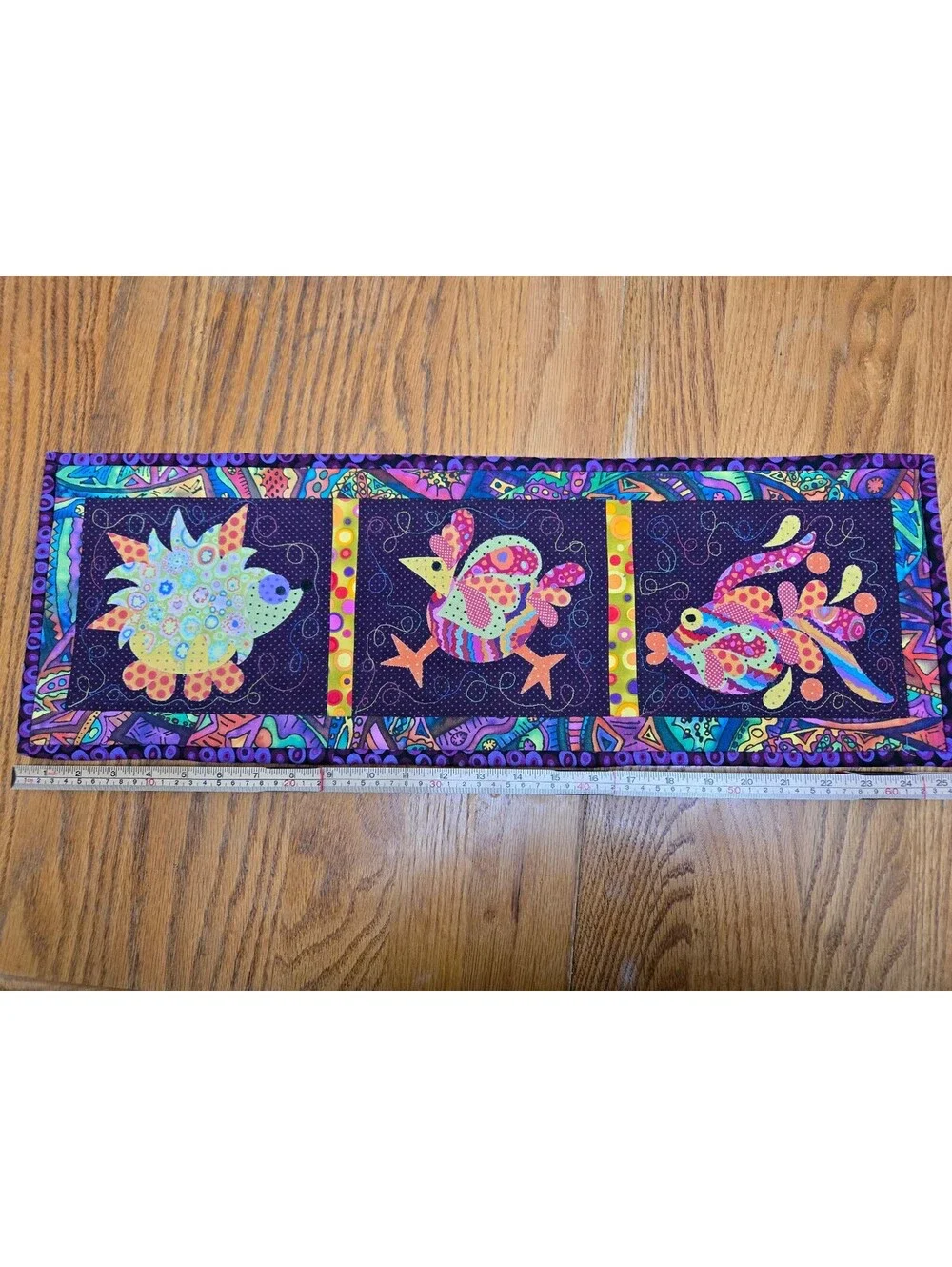 Vtg Handmade Quilted Table Runner Hot Plate Mat 26